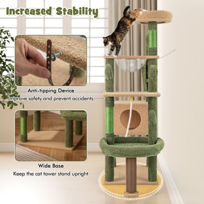 Furfurst 150cm Cactus Cat Tree for Indoor Cats with Sisal Scratching Posts and Board