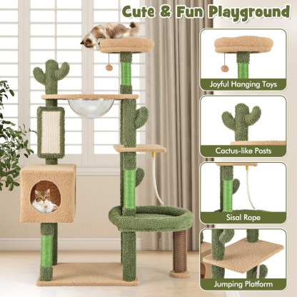Furfurst 150cm Cactus Cat Tree for Indoor Cats with Sisal Scratching Posts and Board