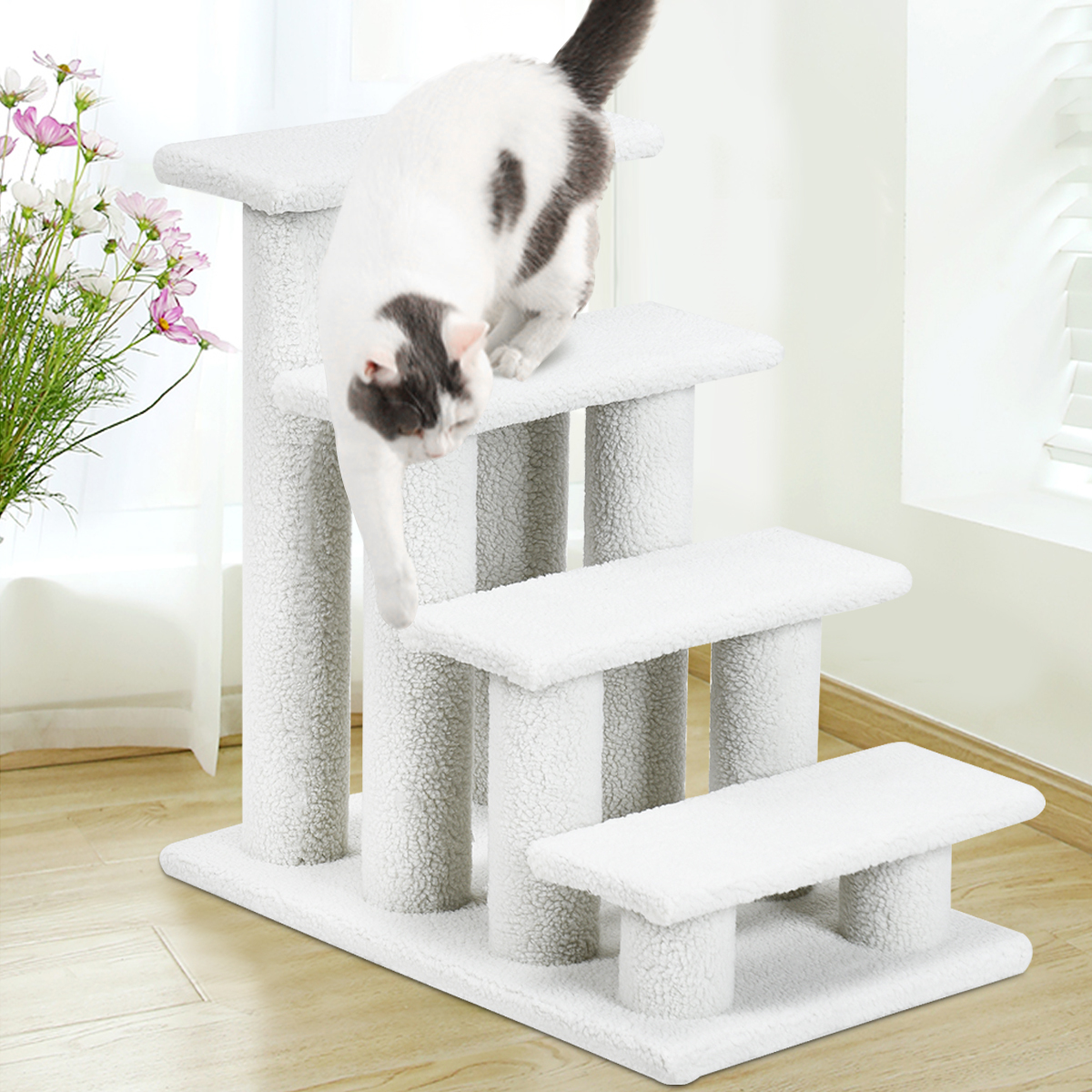 4-Step Pet Stairs with Portable Design for Cats and Dogs