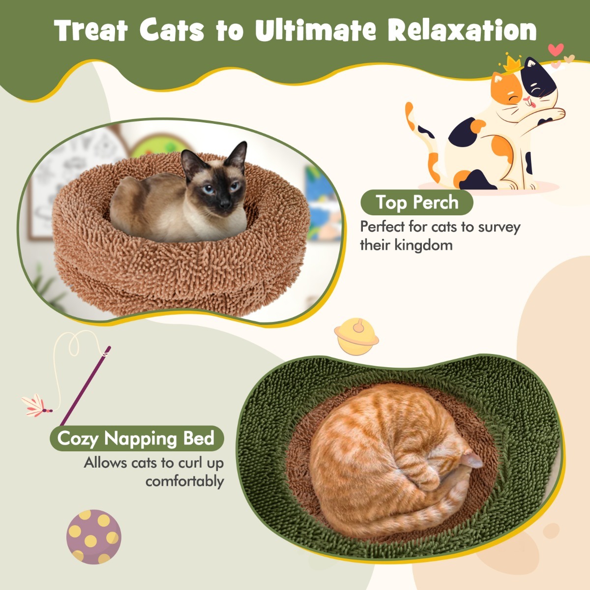 Furfurst 1.5m Cat Tree with Sisal Scratching Posts and Rope for Indoor Cats