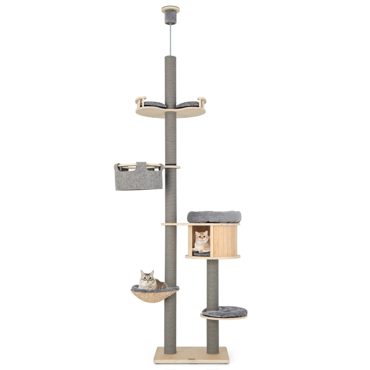 Furfurst 255-280cm Adjustable Height Floor-to-Ceiling Cat Tree with Cat Condo