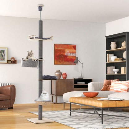 Furfurst Floor to Ceiling Cat Tree with 2.3-2.7m Adjustable Height for Indoor Kittens and Adult Cats