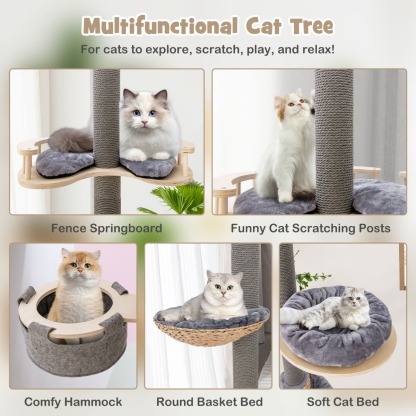 Furfurst Floor to Ceiling Cat Tree with 2.3-2.7m Adjustable Height for Indoor Kittens and Adult Cats