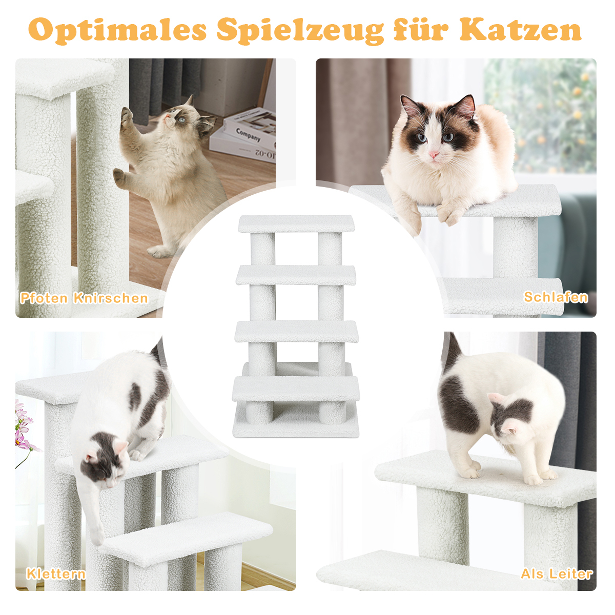 4-Step Pet Stairs with Portable Design for Cats and Dogs