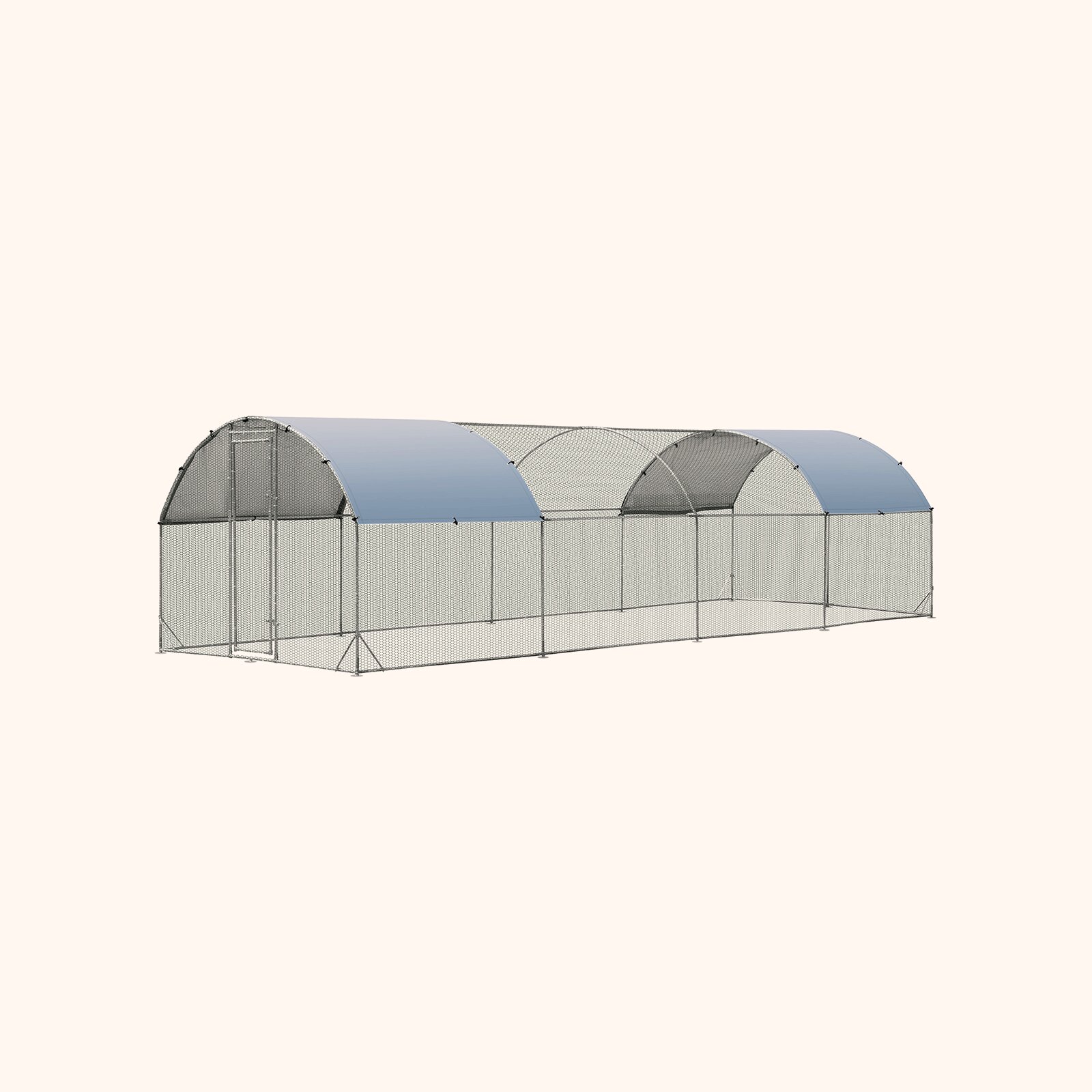Furfurst Large Metal Chicken Coop with Cover and Wire Mesh for Outdoor Backyard/Farm