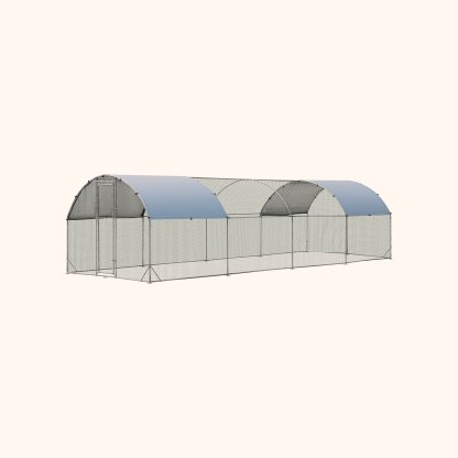 Furfurst Large Metal Chicken Coop with Cover and Wire Mesh for Outdoor Backyard/Farm
