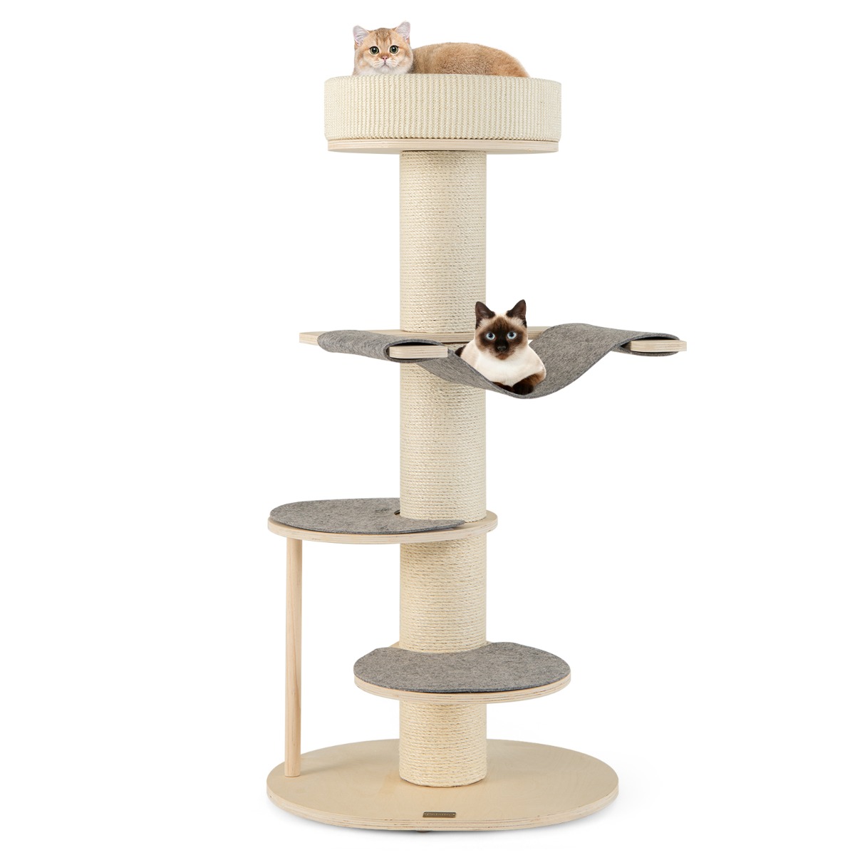 Furfurst Multi-level Wooden Cat Tower with Thickened Sisal Scratching Posts for Indoor Cats