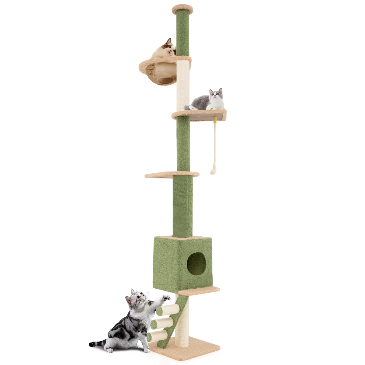 Furfurst Floor to Ceiling Cat Tree with Adjustable Height and Extra Post