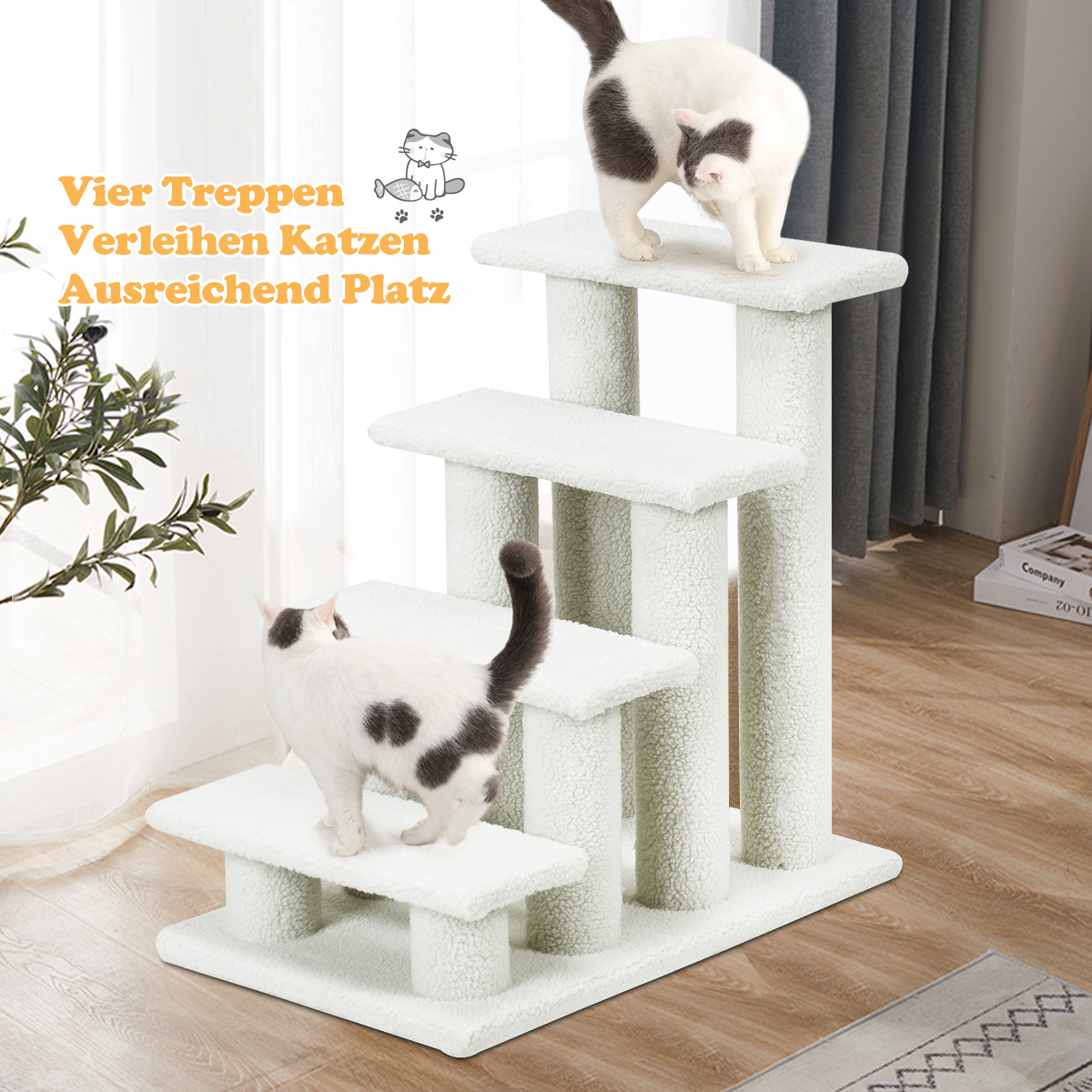 4-Step Pet Stairs with Portable Design for Cats and Dogs