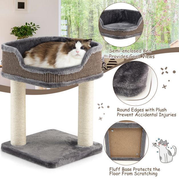 Compact Cat Tree Tower for Scratching, Relaxing & Sleeping