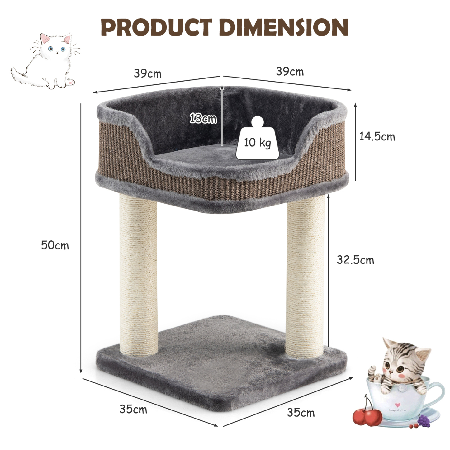 Compact Cat Tree Tower for Scratching, Relaxing & Sleeping