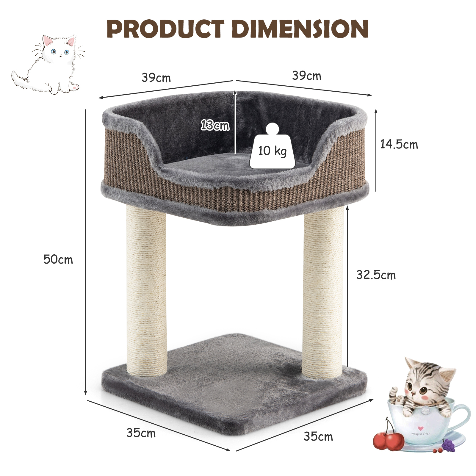Compact Cat Tree Tower for Scratching, Relaxing & Sleeping