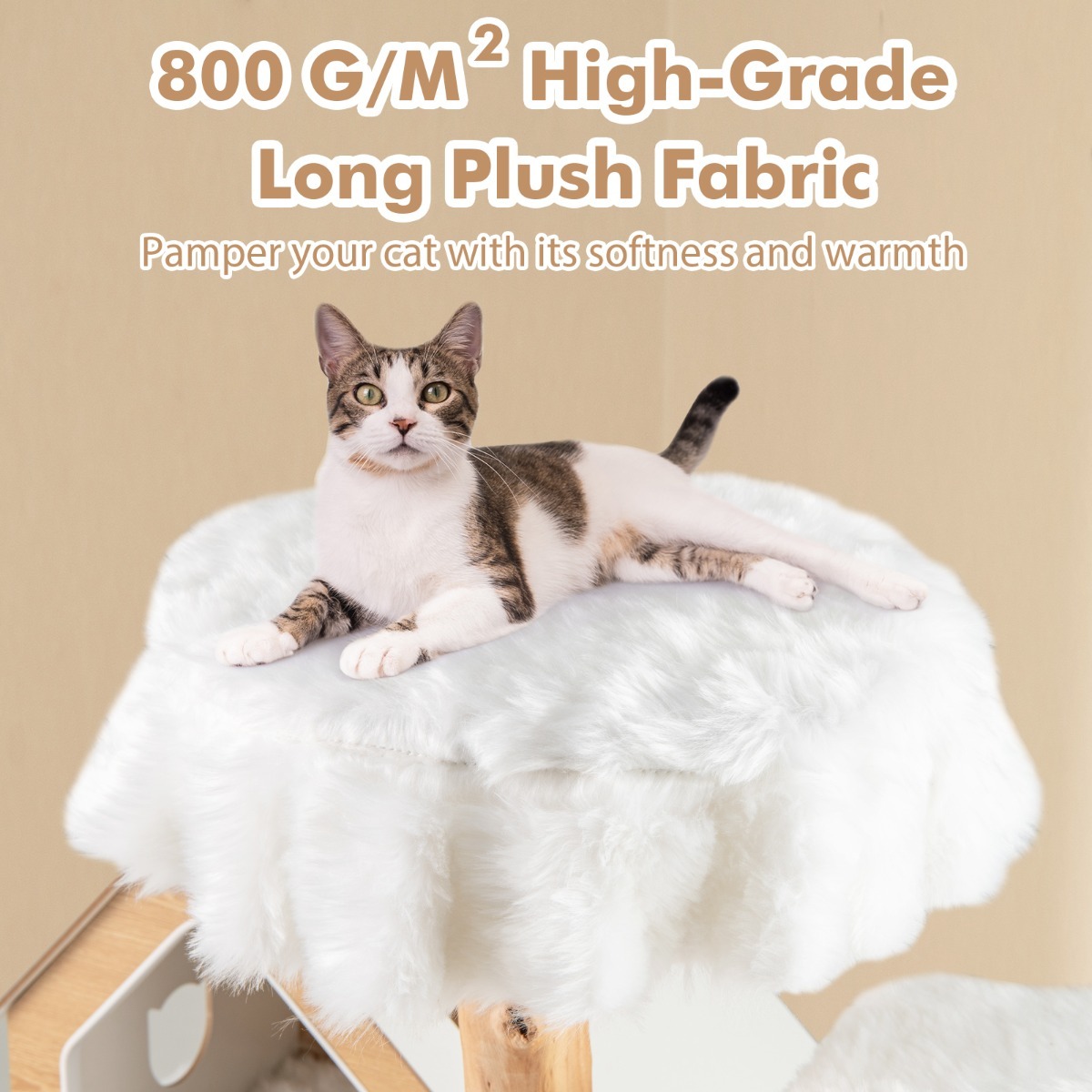 Furfurst 150cm Tall Solid Wood Cat Tree with 2 Perches and Condo