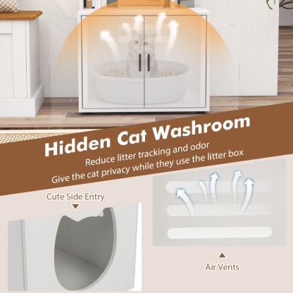 Furfurst Modern Cat Litter Box Enclosure with Storage Corner Bookshelf