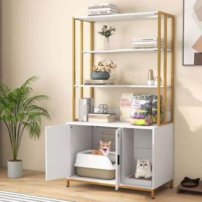 Furfurst 154 cm Large 2-in-1 Cat Litter Box Enclosure with Storage