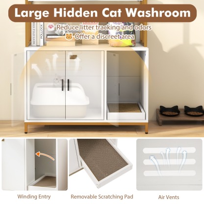 Furfurst 154 cm Large 2-in-1 Cat Litter Box Enclosure with Storage