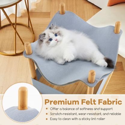 Furfurst 2-Tier Wooden Cat House with Semi-enclosed Condo and Removable Clothes