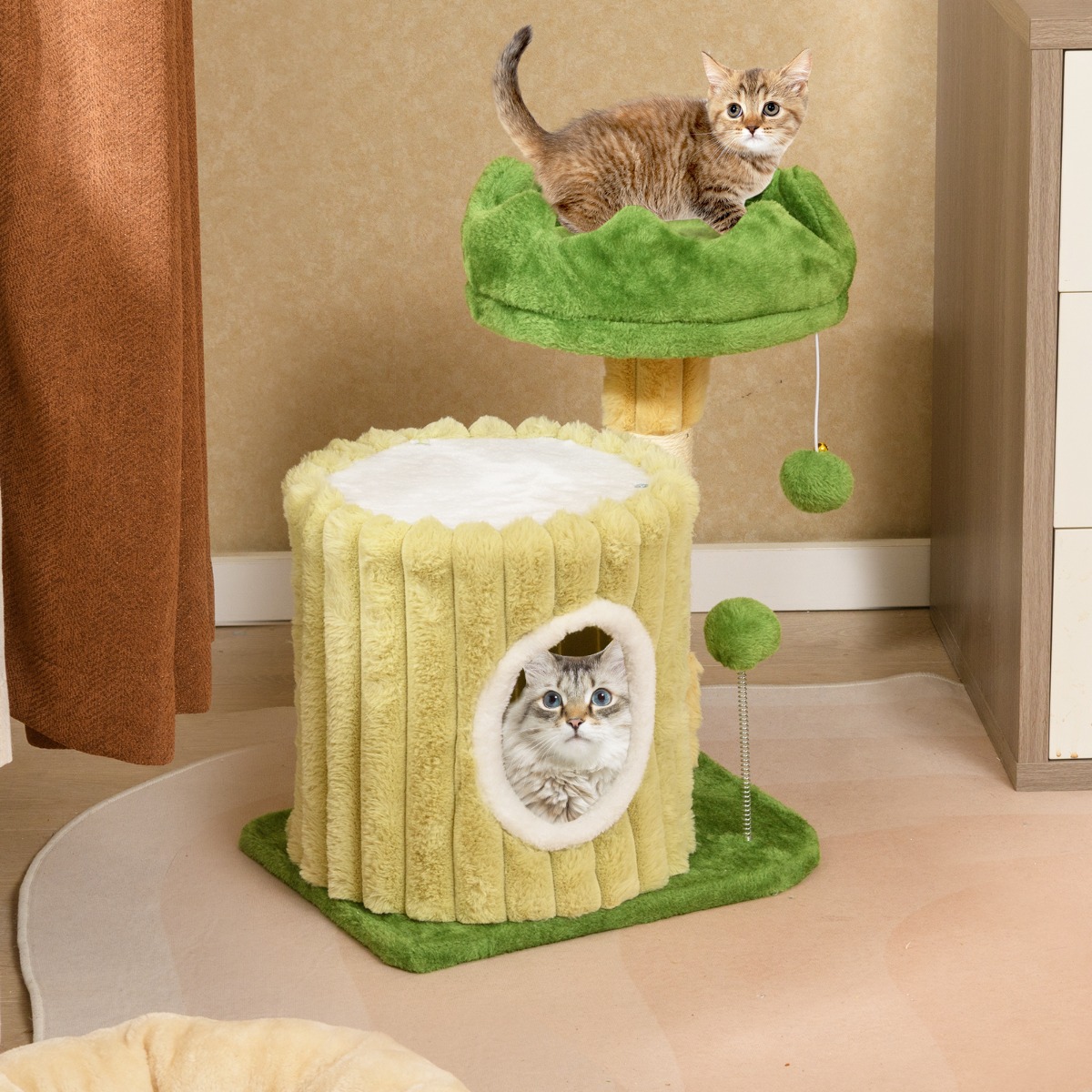 Furfurst Modern Small Cat Tower Cute Cat Tree with Sisal Scratching Posts