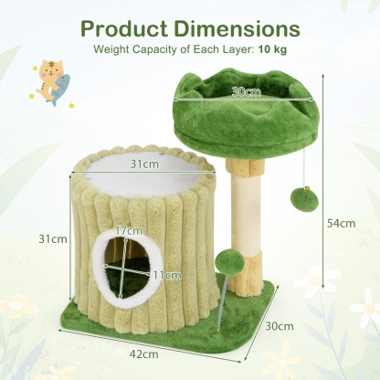 Furfurst Modern Small Cat Tower Cute Cat Tree with Sisal Scratching Posts