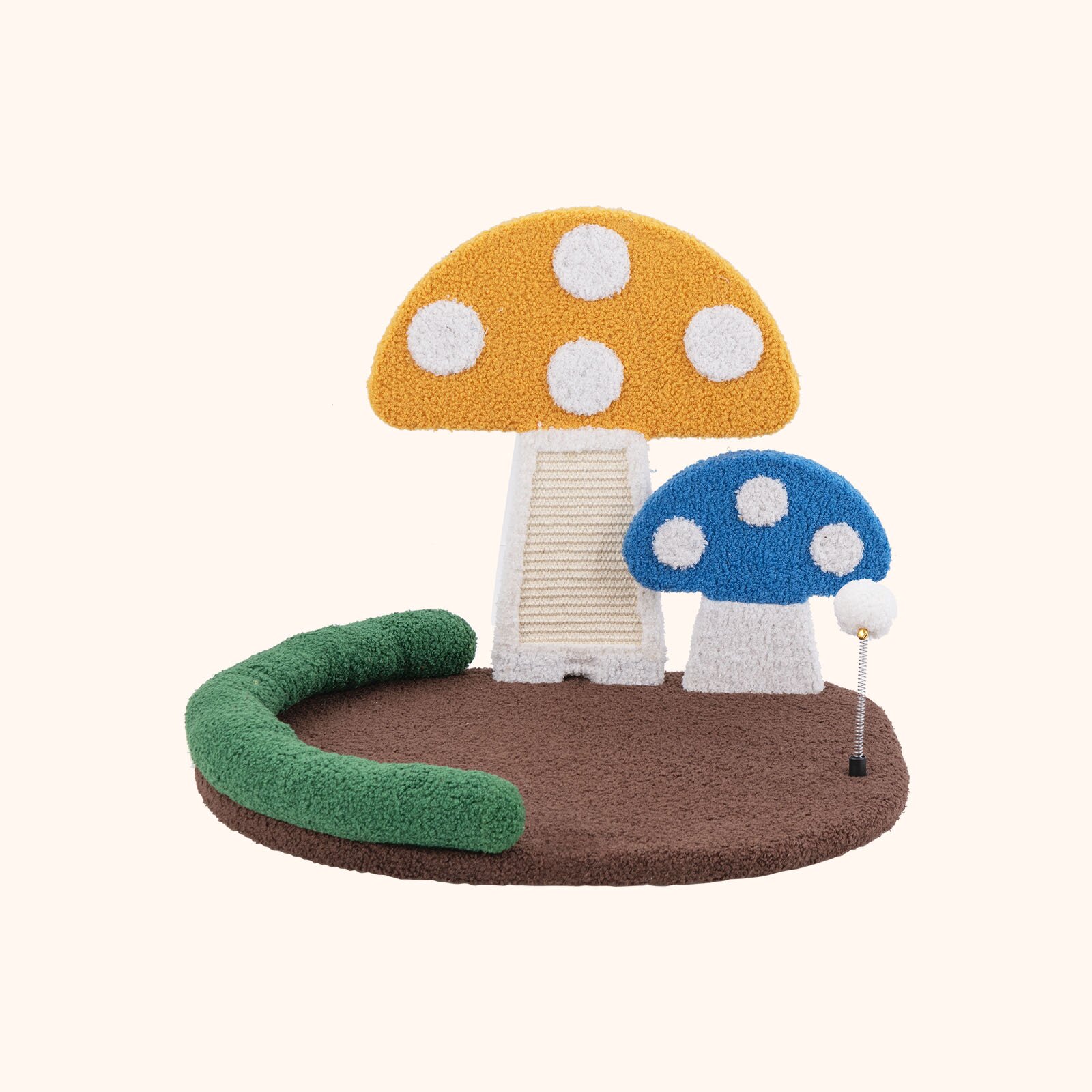 Furfurst Mushroom Cat Bed with Wide Bed and Sisal Scratch Panel