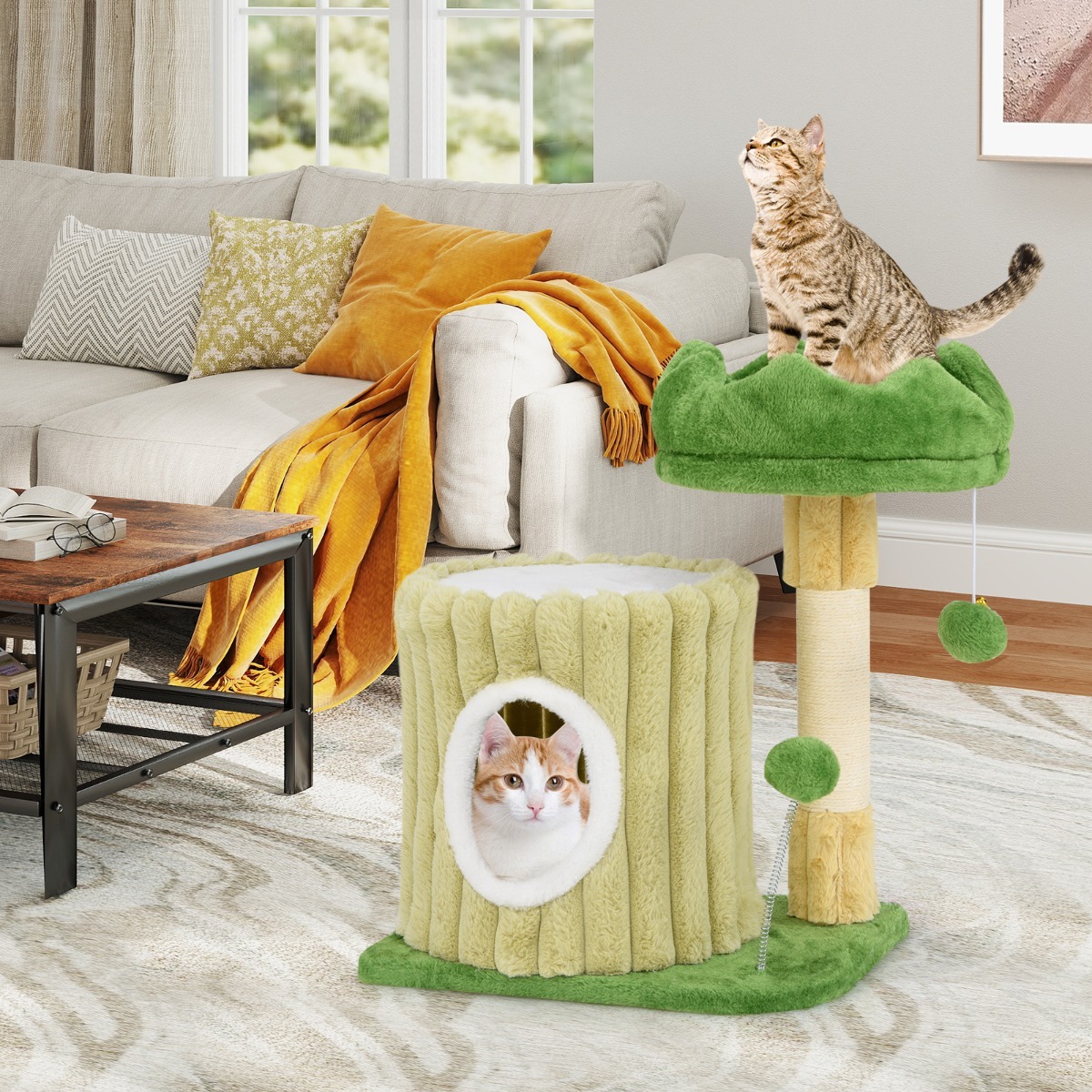 Furfurst Modern Small Cat Tower Cute Cat Tree with Sisal Scratching Posts