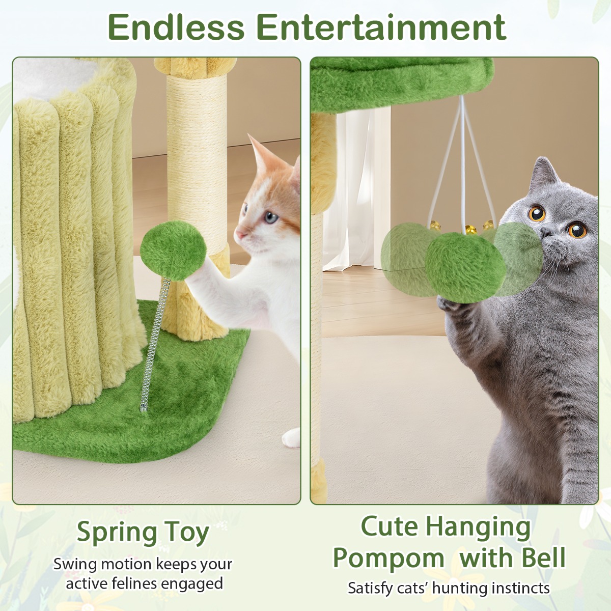 Furfurst Modern Small Cat Tower Cute Cat Tree with Sisal Scratching Posts