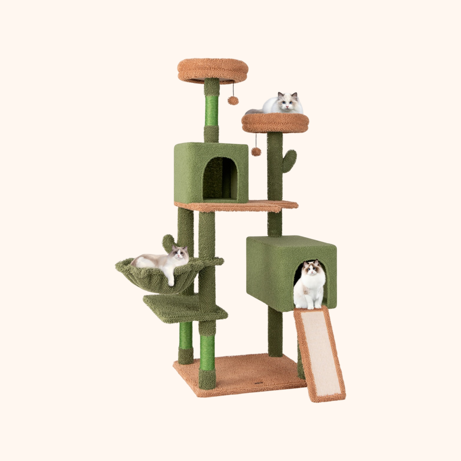 Furfurst 160cm Cactus Cat Tree Multi-level Cat Tower with Sisal Scratching Posts
