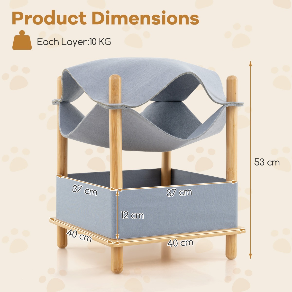 Furfurst 2-Tier Wooden Cat House with Semi-enclosed Condo and Removable Clothes