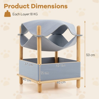 Furfurst 2-Tier Wooden Cat House with Semi-enclosed Condo and Removable Clothes