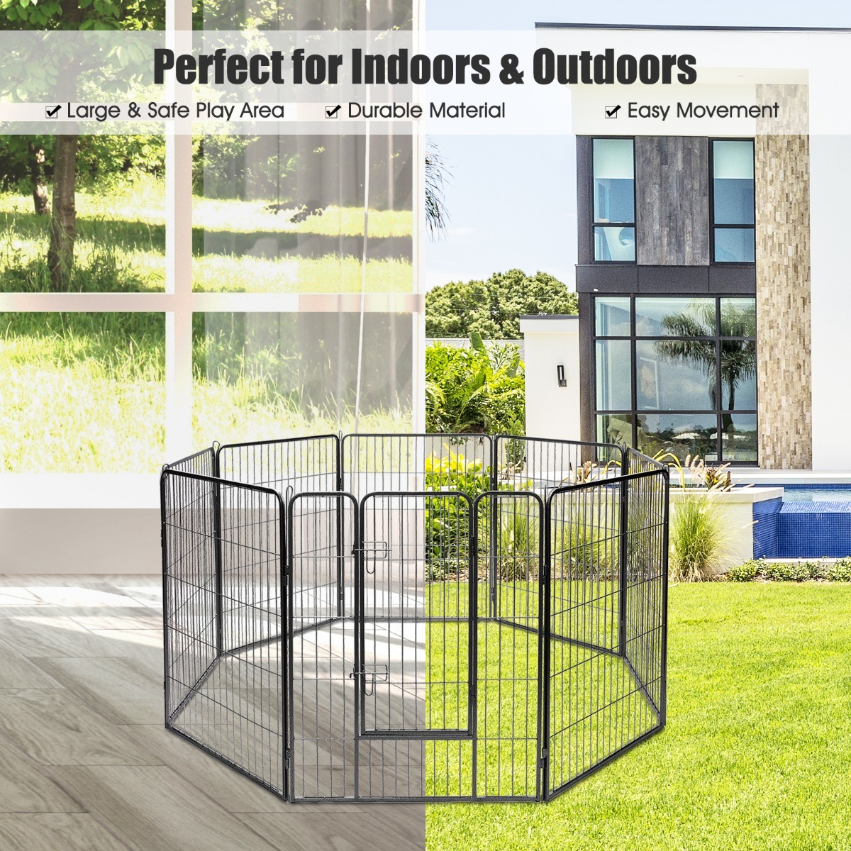 100cm 8 Panel Height Pet Playpen with Anti-Rust Material for Dog/Cat