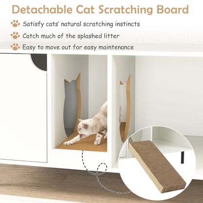 Furfurst Cat Litter Box Enclosure with Storage and Removable Scratching Board