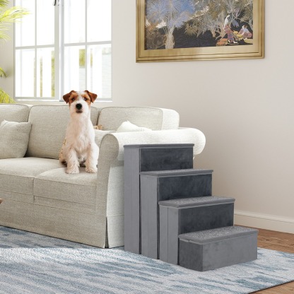 Furfurst 4-Step Non-slip Foldable Dog Ramp with Adjustable Steps