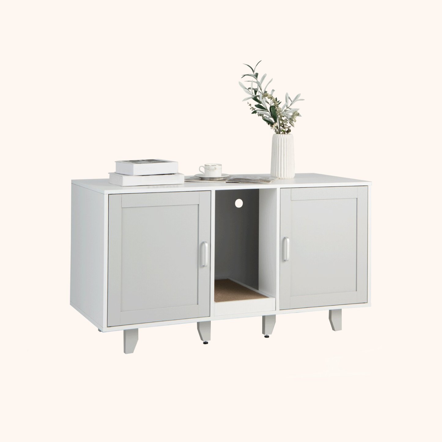 Furfurst Cat Litter Box Enclosure TV Stand with Scratching Board