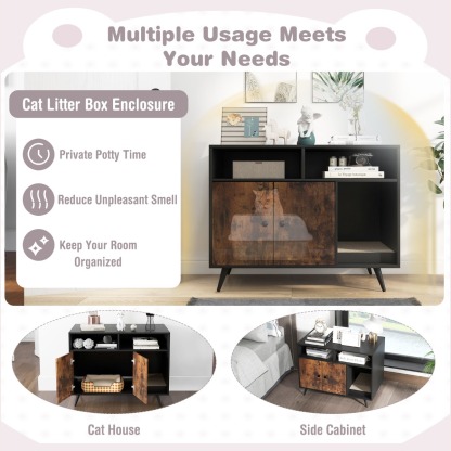 Furfurst Cat Litter Box Enclosure with Scratching Pad