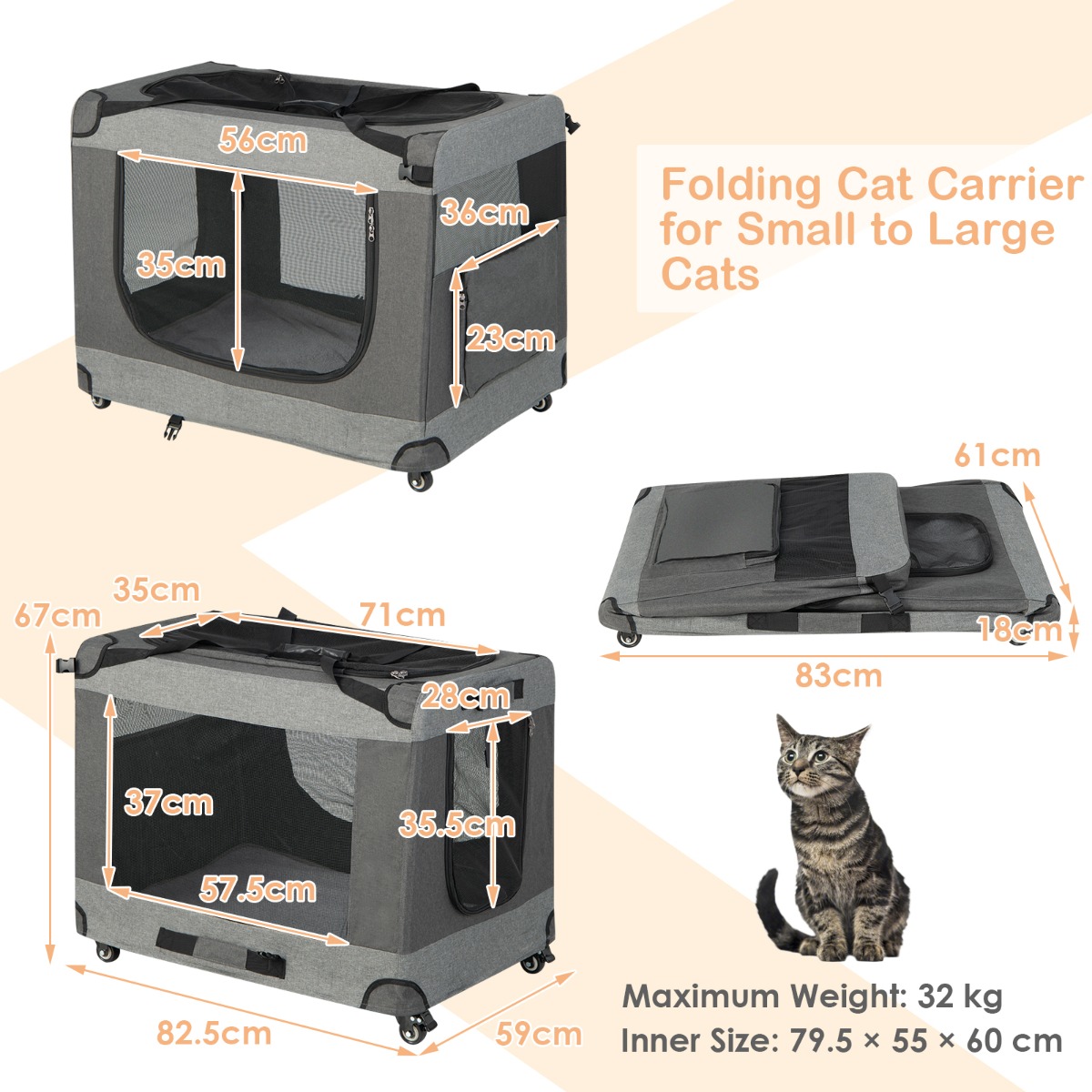 Furfurst Folding Cat Racing Cage