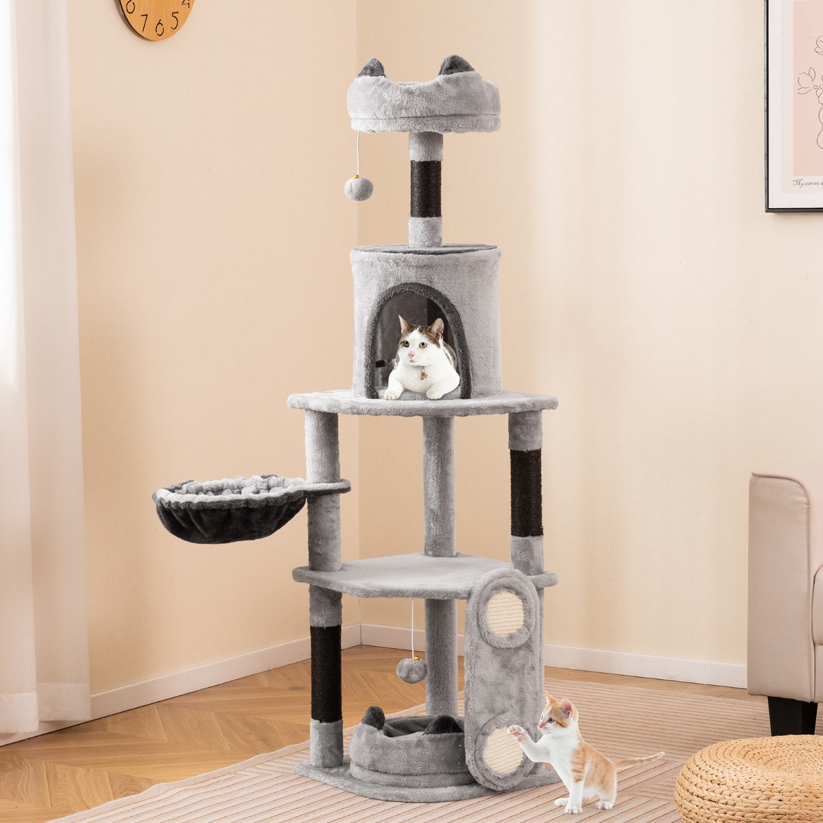 Furfurst Tall Cat Tree with Sisal Scratching Posts and Board