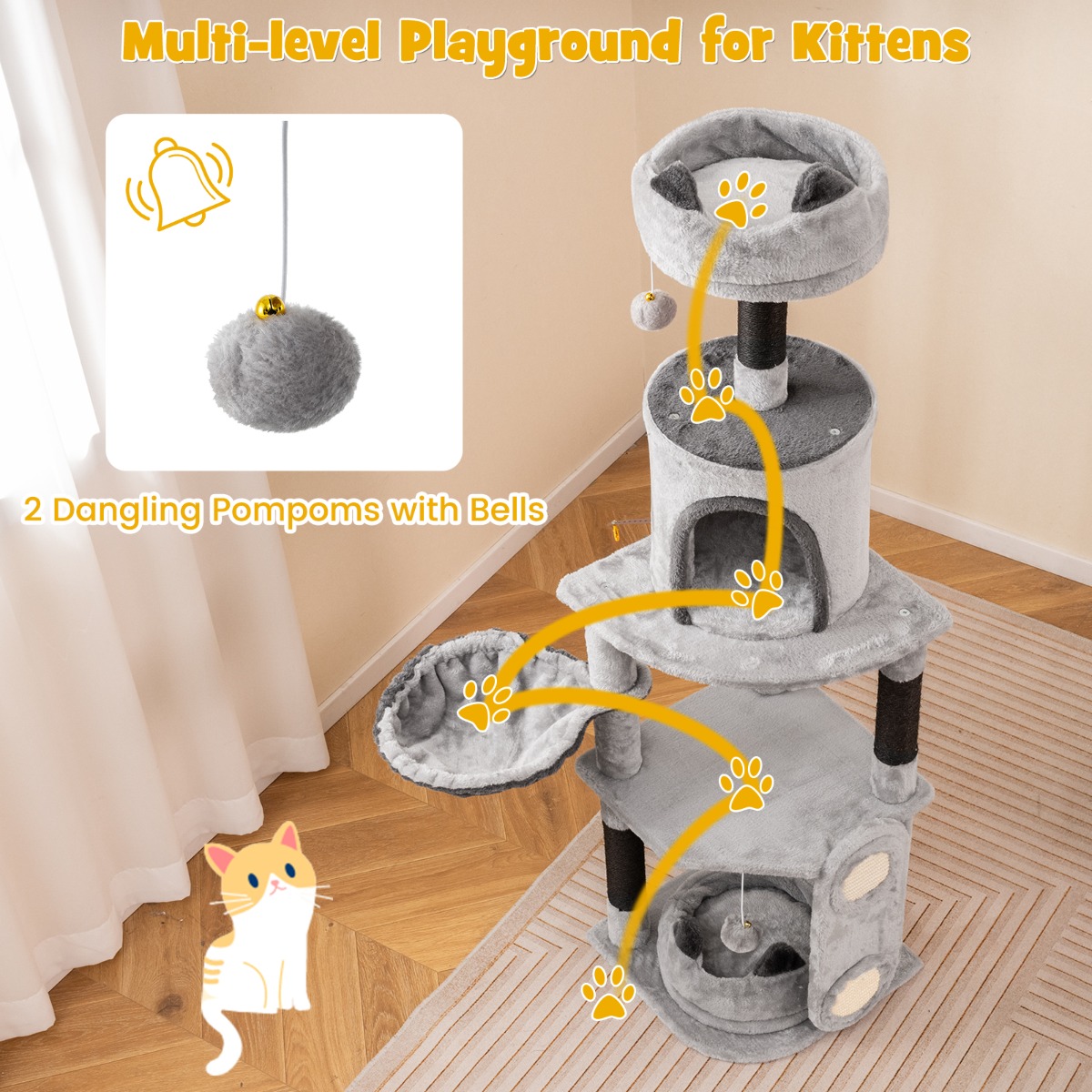 Furfurst Tall Cat Tree with Sisal Scratching Posts and Board