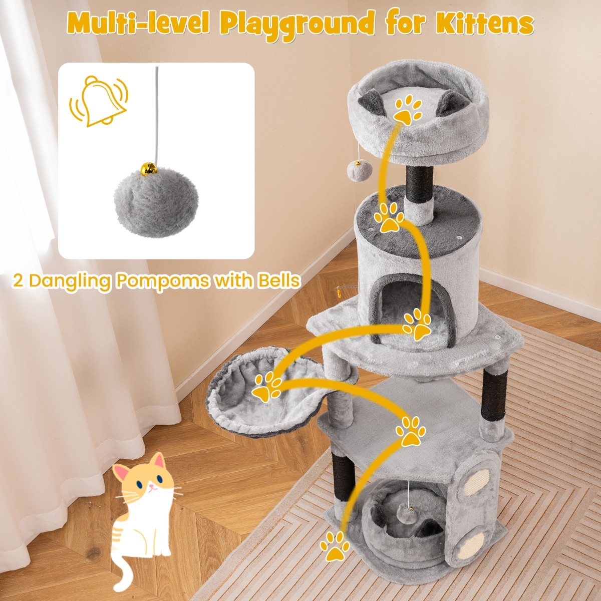 Furfurst Tall Cat Tree with Sisal Scratching Posts and Board