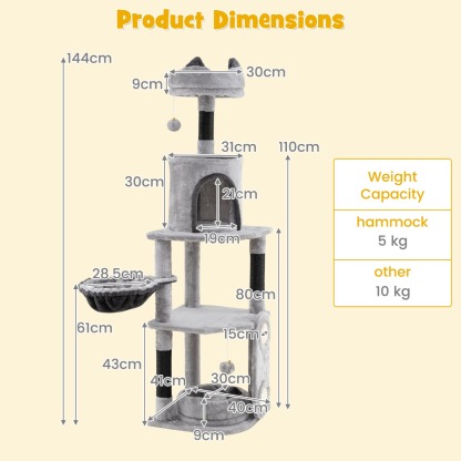 Furfurst Tall Cat Tree with Sisal Scratching Posts and Board