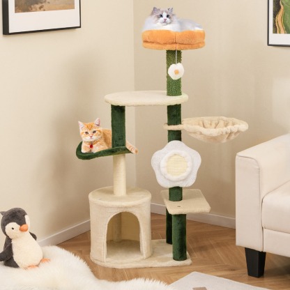 Furfurst Flower Cat Tree for Indoor Kitty Tower with Plush Top Perch