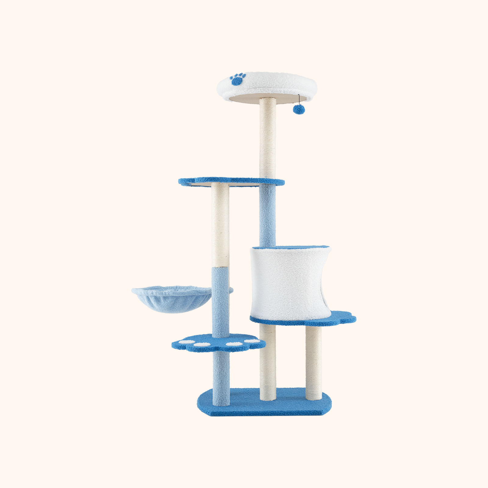 Furfurst 137cm Tall Modern Cat Tree Tower with Sisal Scratching Posts and Dangling Ball