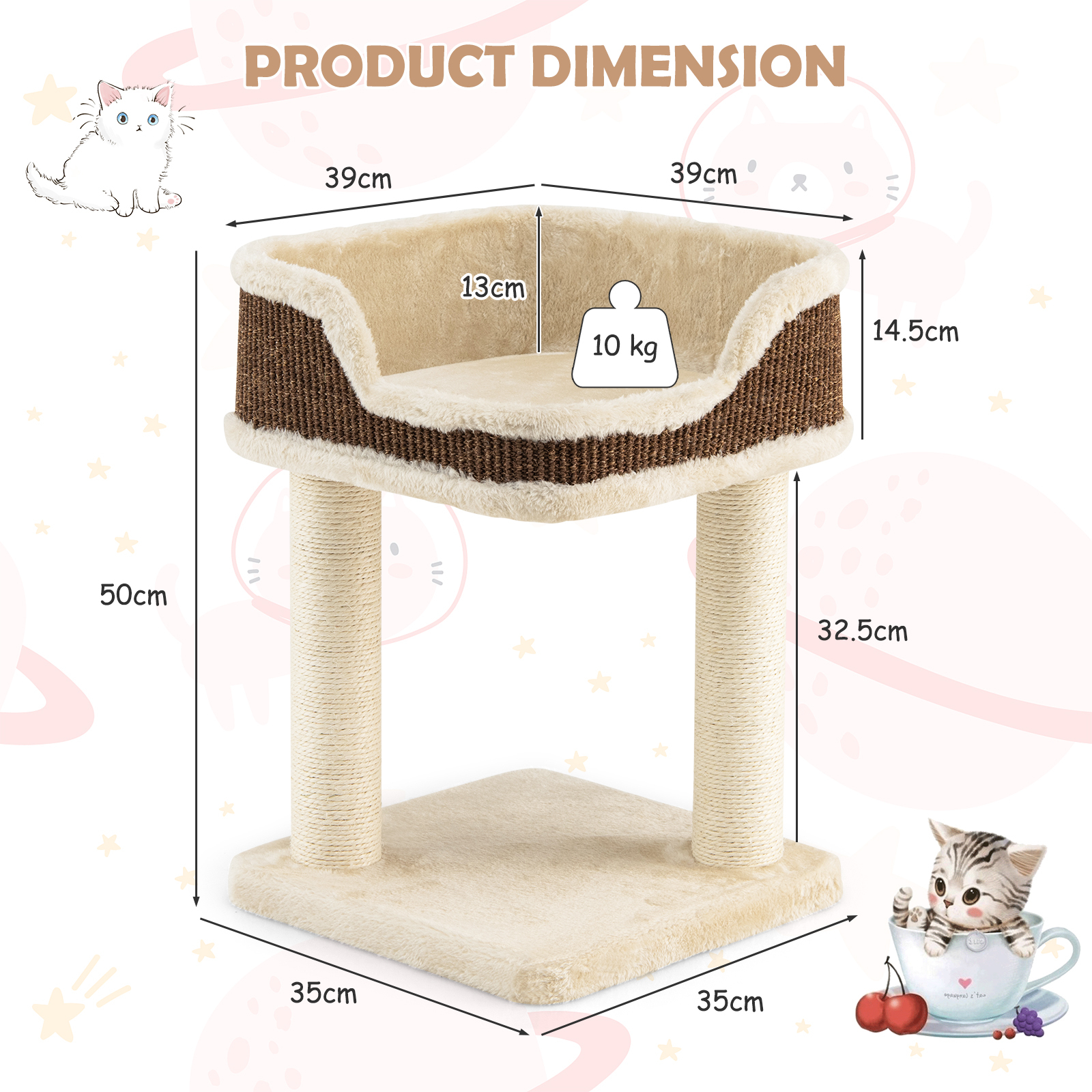 Furfurst Compact Cat Tree Tower for Scratching, Relaxing & Sleeping