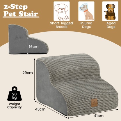 2-Tier High-Density Foam Dog Ramp Pet Stairs with Washable Cover