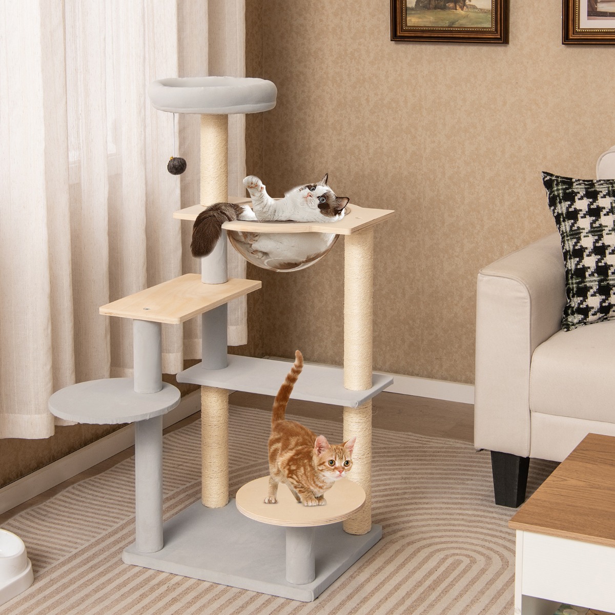 Furfurst Multi-level Modern Cat Tree with Removable Padded Top Perch