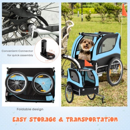 Furfurst Folding Pet Bike Trailer with 3 Zippered Doors and 8 Reflectors