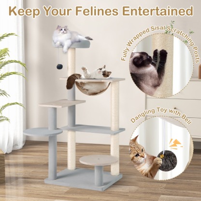 Furfurst Multi-level Modern Cat Tree with Removable Padded Top Perch