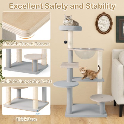 Furfurst Multi-level Modern Cat Tree with Removable Padded Top Perch