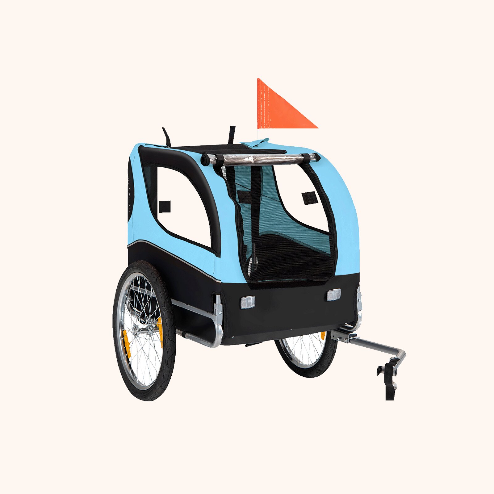 Furfurst Folding Pet Bike Trailer with 3 Zippered Doors and 8 Reflectors