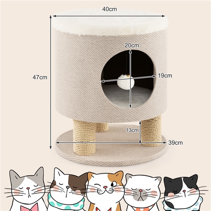 Cat Condo Stool Pet House Ottoman Bed for Indoor Cats-FURFURST
