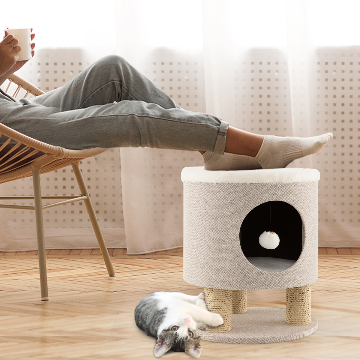 Furfurst Cat Condo Stool Pet House Ottoman Bed for Indoor Cats